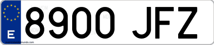 Ejemplo de matrícula de coche ordinaria 8900 JFZ