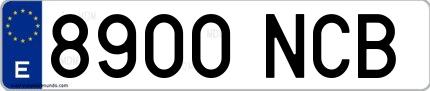 Ejemplo de matrícula española 8900 NCB