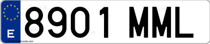 Ejemplo de matrícula de coche ordinaria 8901 MML
