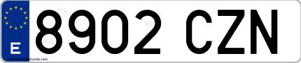 Ejemplo de matrícula de coche ordinaria 8902 CZN