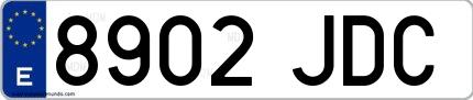 Ejemplo de matrícula española 8902 JDC