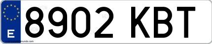 Ejemplo de matrícula española 8902 KBT