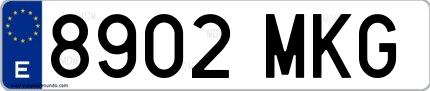 Ejemplo de matrícula española 8902 MKG