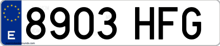 Ejemplo de matrícula de coche ordinaria 8903 HFG
