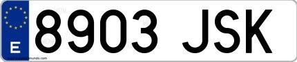 Ejemplo de matrícula española 8903 JSK