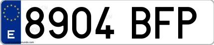 Ejemplo de matrícula española 8904 BFP