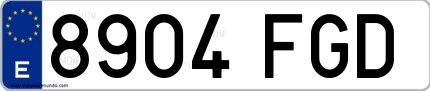 Ejemplo de matrícula española 8904 FGD
