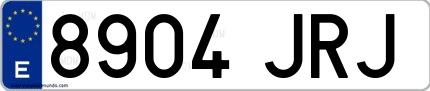 Ejemplo de matrícula española 8904 JRJ