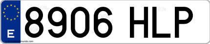 Ejemplo de matrícula de coche ordinaria 8906 HLP