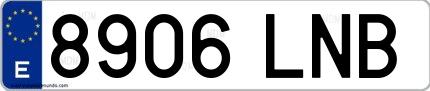 Ejemplo de matrícula española 8906 LNB