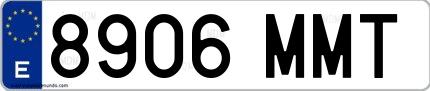 Ejemplo de matrícula española 8906 MMT