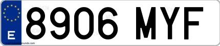 Ejemplo de matrícula española 8906 MYF