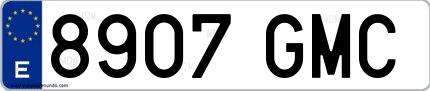 Ejemplo de matrícula española 8907 GMC