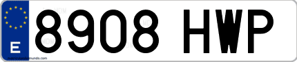Ejemplo de matrícula de coche ordinaria 8908 HWP