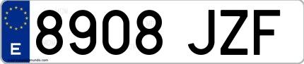 Ejemplo de matrícula española 8908 JZF