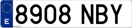 Ejemplo de matrícula de coche ordinaria 8908 NBY