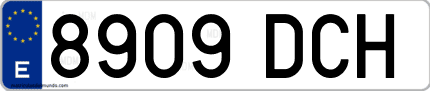 Ejemplo de matrícula de coche ordinaria 8909 DCH