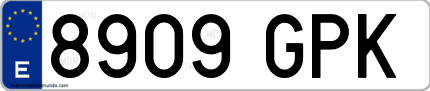 Ejemplo de matrícula de coche ordinaria 8909 GPK
