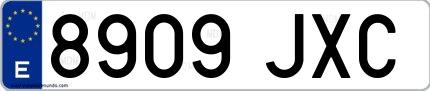 Ejemplo de matrícula española 8909 JXC