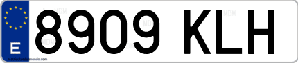 Ejemplo de matrícula de coche ordinaria 8909 KLH