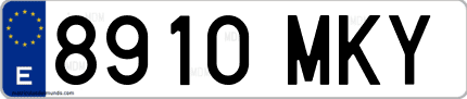 Ejemplo de matrícula de coche ordinaria 8910 MKY