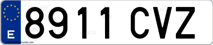 Ejemplo de matrícula de coche ordinaria 8911 CVZ