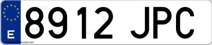 Ejemplo de matrícula española 8912 JPC