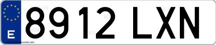 Ejemplo de matrícula española 8912 LXN
