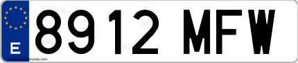 Ejemplo de matrícula de coche ordinaria 8912 MFW