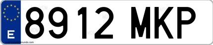 Ejemplo de matrícula española 8912 MKP