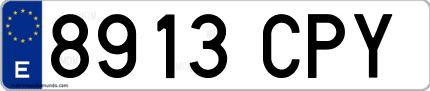 Ejemplo de matrícula de coche ordinaria 8913 CPY