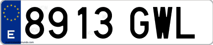 Ejemplo de matrícula de coche ordinaria 8913 GWL