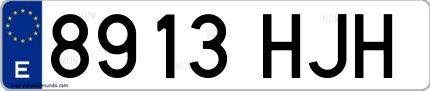 Ejemplo de matrícula española 8913 HJH