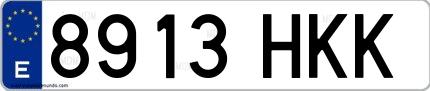 Ejemplo de matrícula española 8913 HKK