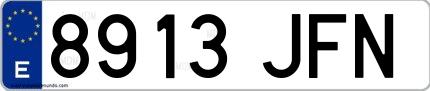 Ejemplo de matrícula española 8913 JFN