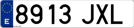Ejemplo de matrícula española 8913 JXL