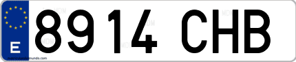 Ejemplo de matrícula de coche ordinaria 8914 CHB