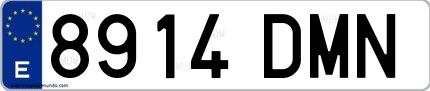 Ejemplo de matrícula española 8914 DMN