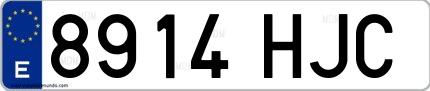 Ejemplo de matrícula española 8914 HJC