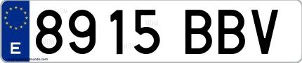 Ejemplo de matrícula española 8915 BBV