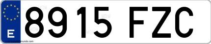 Ejemplo de matrícula española 8915 FZC