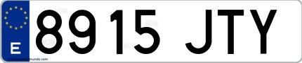 Ejemplo de matrícula española 8915 JTY