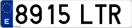 Ejemplo de matrícula de coche ordinaria 8915 LTR