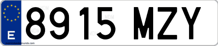 Ejemplo de matrícula de coche ordinaria 8915 MZY