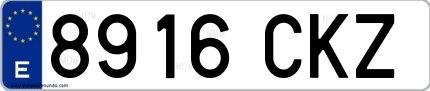 Ejemplo de matrícula española 8916 CKZ