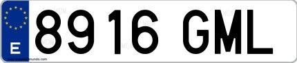 Ejemplo de matrícula española 8916 GML