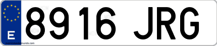 Ejemplo de matrícula de coche ordinaria 8916 JRG