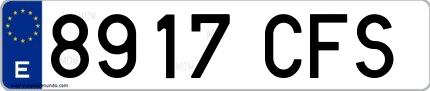 Ejemplo de matrícula española 8917 CFS