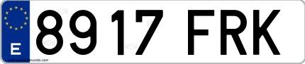 Ejemplo de matrícula española 8917 FRK