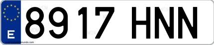 Ejemplo de matrícula española 8917 HNN